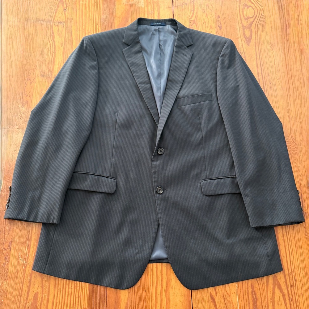 Ralph Ralph Lauren Mens 46R Wool‎ Pinstripe Blazer Jacket Black Dillard's Gray
